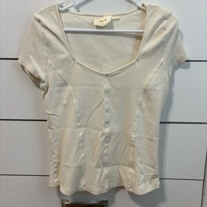 Maeve Anthropologie Ivory Short Sleeve Top